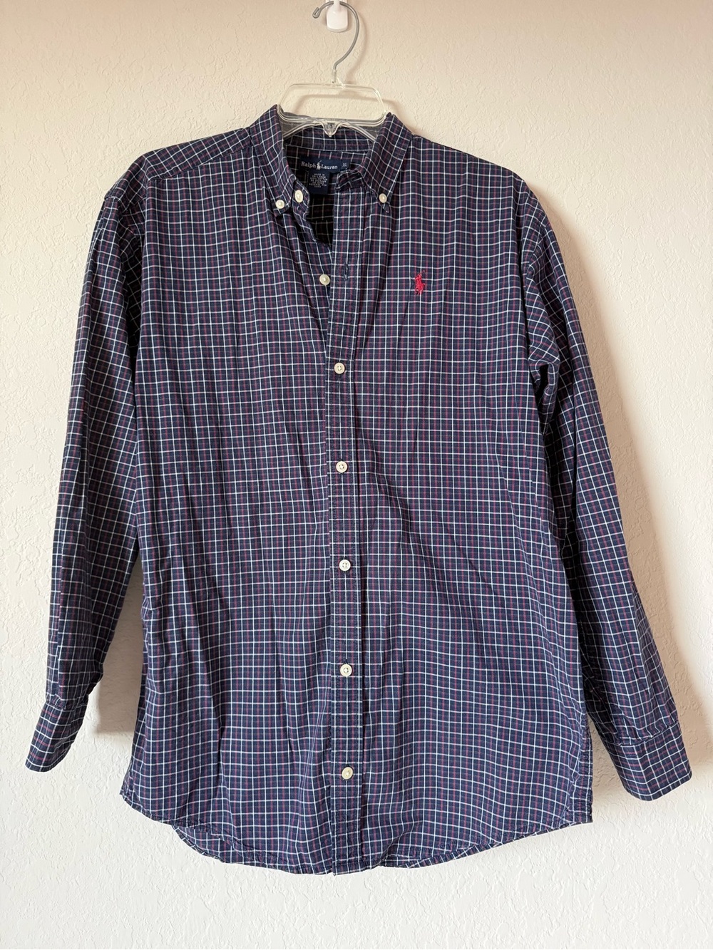 Ralph Lauren Navy Plaid Long-Sleeve Button-Down Shirt